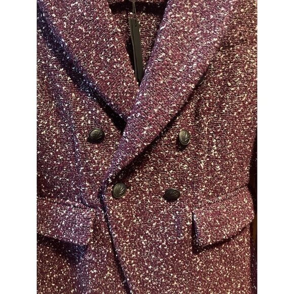 NWT RAG & BONE "Preston" Burgundy Tweed Boucle Double Breasted Blazer Jacket 2 - Picture 13 of 16